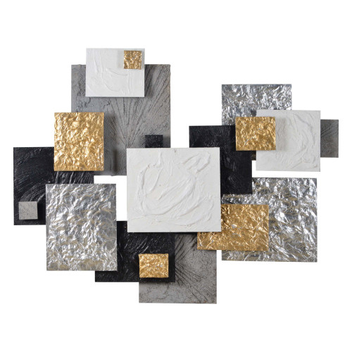 Silver & Gold Overlapping Squares Wall Decor 39.5" x 49" Christmas