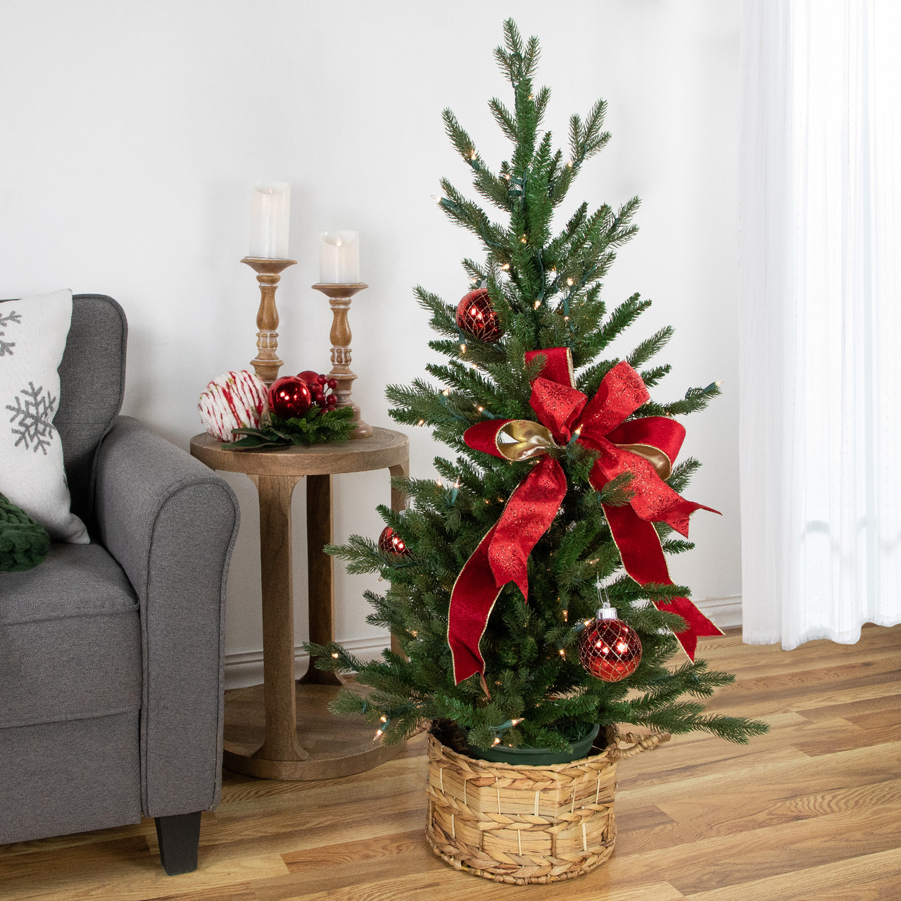 4' Real Touch™ Pre-Lit Medium Grande Spruce Artificial Potted Christmas Tree - Clear Lights