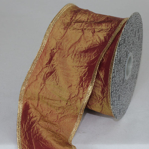 Broad Ribbons Amber & Gold Broad Crinkled Wired Craft Ribbon 3