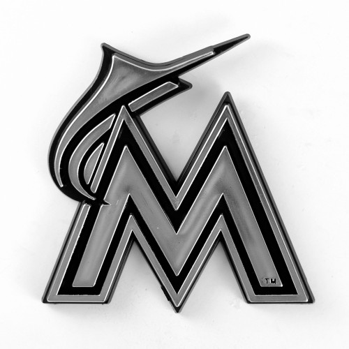 3.25 MLB Miami Marlins 3D Black Metal Emblem Exterior Auto Accessory