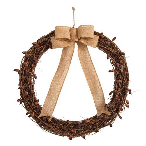 Acorn & Decorative Bow Artificial Fall Harvest Wreath, 30-Inch, Unlit ...