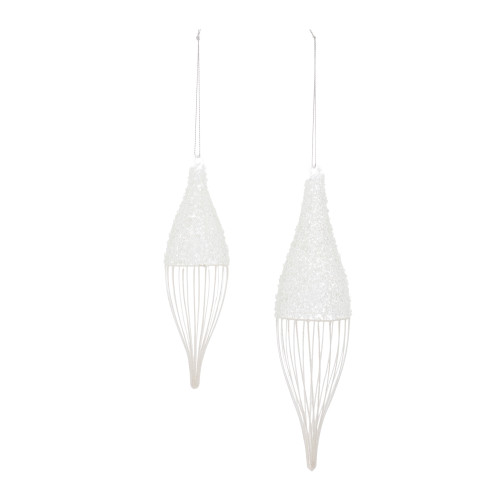 12ct Silver Finial Drop Christmas Ornaments 9" Christmas Central