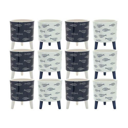 Set of 12 Nautical Fish Footed Pots 6