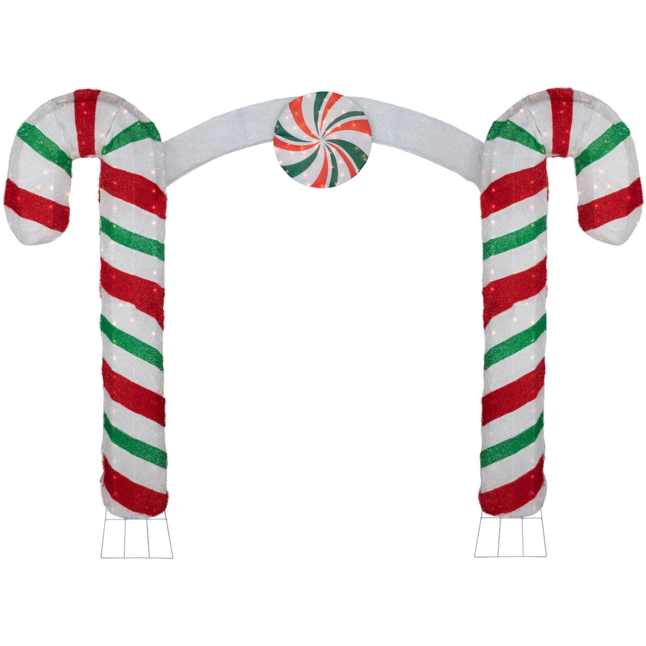 Lighted Double Candy Cane Archway Outdoor Christmas Decoration - 7' - Warm White