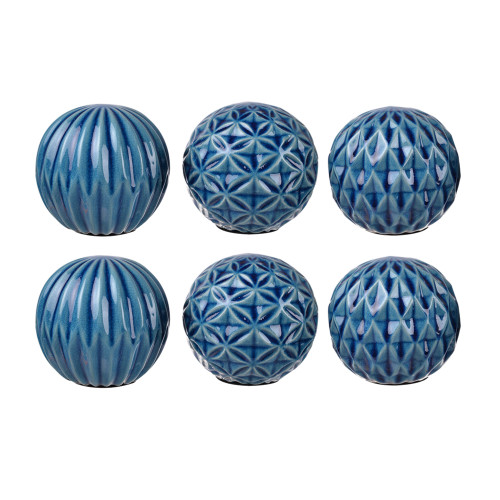 Textured Shiny Ornamental Accent Orbs - 4
