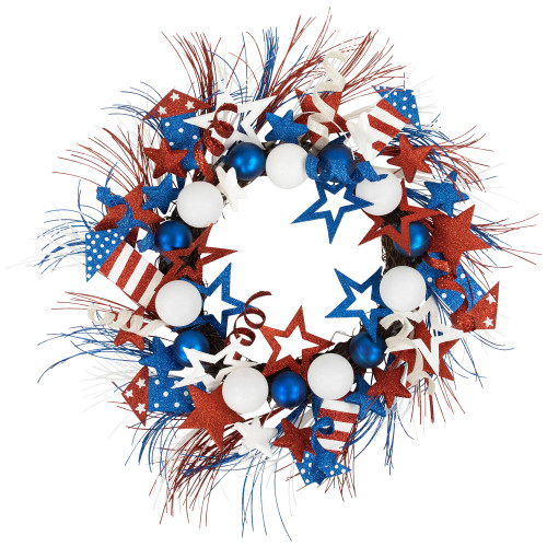 Glittered Stars & Rockets Patriotic Wreath - 22