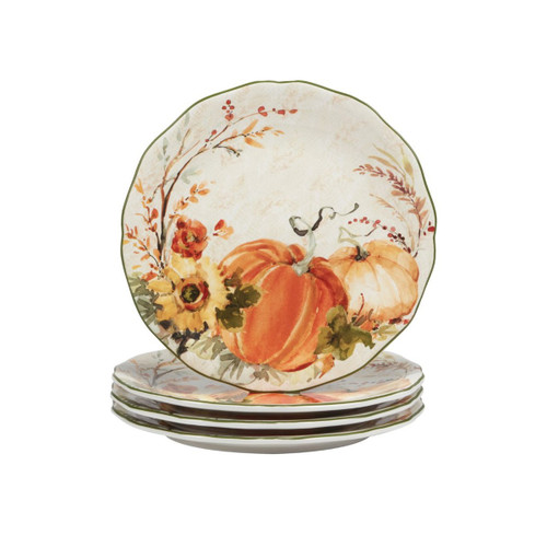 Set of 4 Pumpkin, Gourd, & Flower Fall Harvest Dinner Plates 11 ...