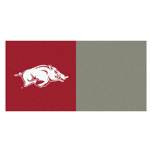 Razorback Red Color Code 20pc Red & Gray NCAA University of Arkansas Razorbacks Team Carpet Tile ...