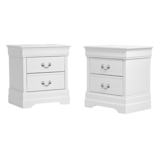 Set of 2 White Wooden Cabinet Nightstands with Two Drawers 24 ...