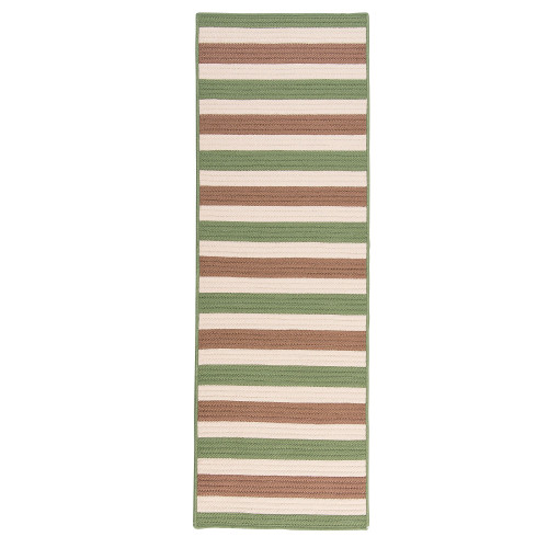 2' x 6' Moss Green & Brown Striped Rectangular Braided Rug Runner ...