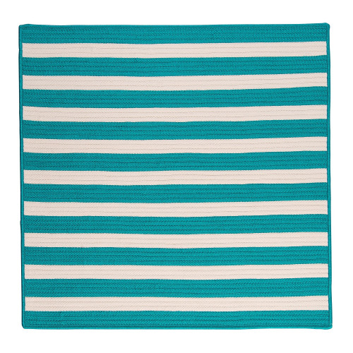 7' Turquoise Blue & White Square Braided Area Rug | Christmas Central