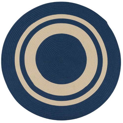 3' Blue & Beige Round Handmade Braided Area Rug | Christmas Central