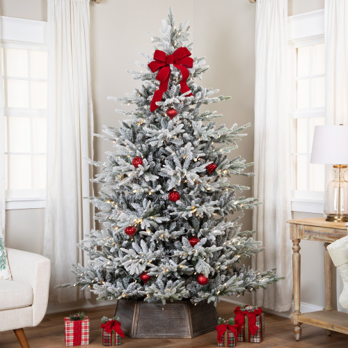 Real Touch™ Pre-Lit Flocked Grand Teton Pine Artificial Christmas Tree - 7.5' Warm White LED - IMAGE 1