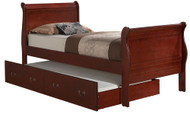 Wooden Twin Platform Bed with Trundle - 87" - Brown - IMAGE 1