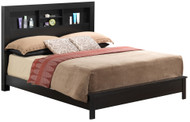 King Platform Bed with Storage Shelves - 87" - Black - IMAGE 1