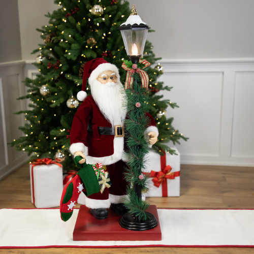 Animated & Musical Santa Claus Figure with Lighted Lamppost