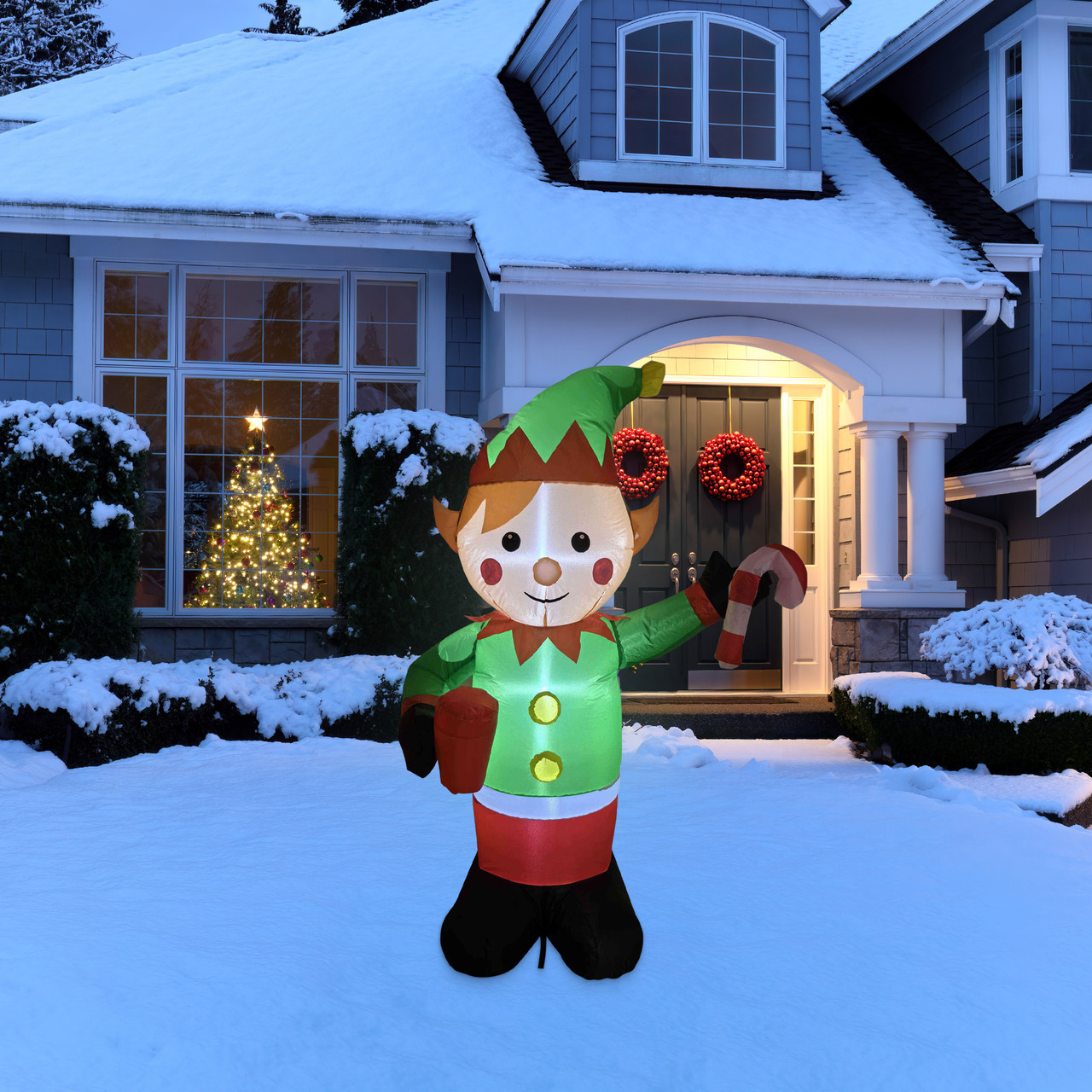 Lighted Inflatable Elf Outdoor Christmas Decoration - 4.25'