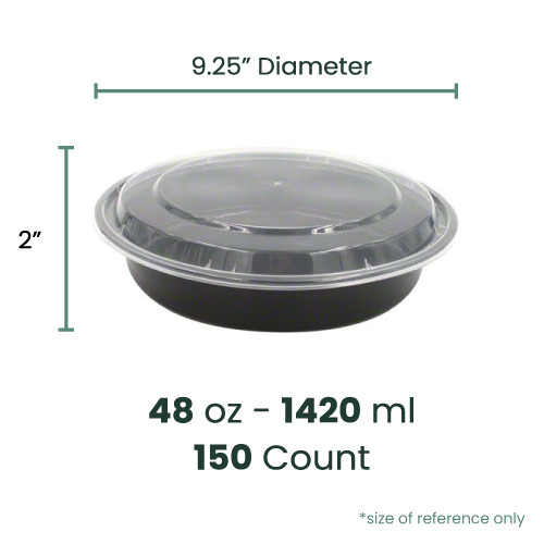 50-Count 48 oz. Black Microwavable Plastic Take Out Container with