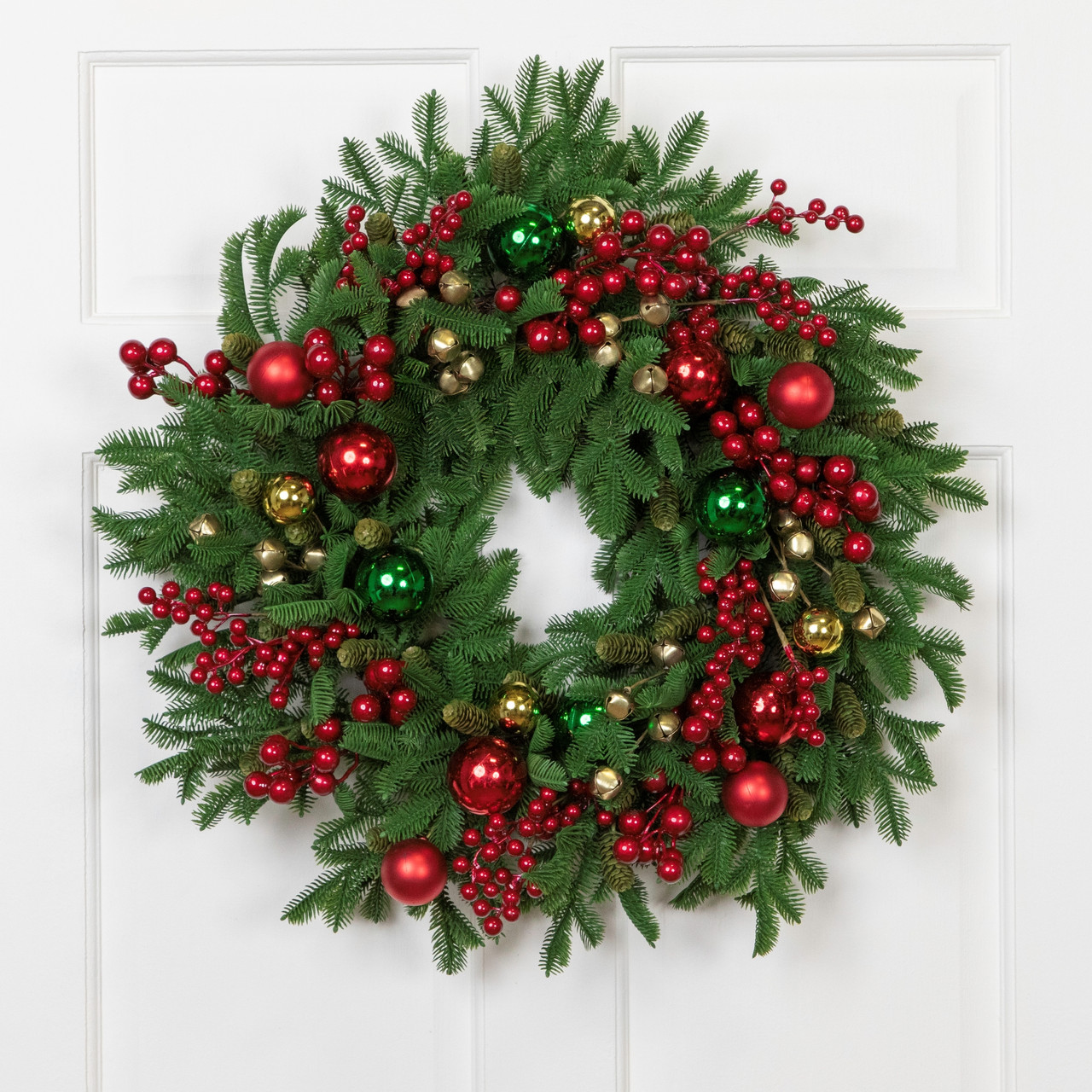 Pine with Ornaments and Berries Artificial Christmas Wreath - 24" - Unlit