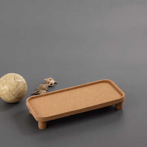 Small Rustic Style Rectangle Cork Platter with Legs - 15.25 ...
