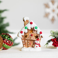 LED Lighted Gingerbread House with Snowman Christmas Decoration - 6" - IMAGE 1