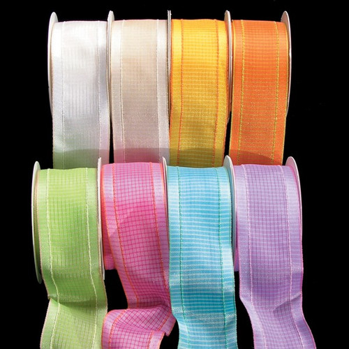 Orange & Yellow French Square Wired Craft Ribbon 1.5