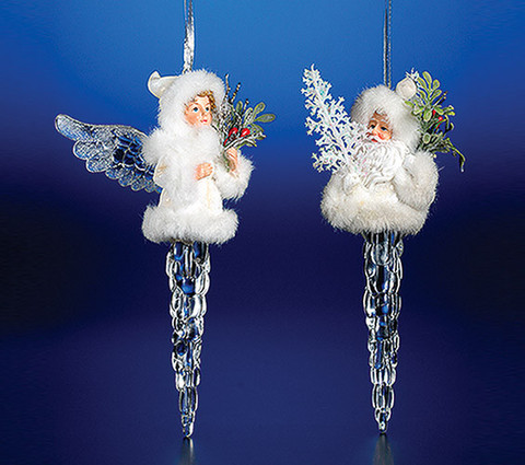 Pack of 8 Clear Icy Crystal Decorative Christmas Icicle Angel Ornaments 7