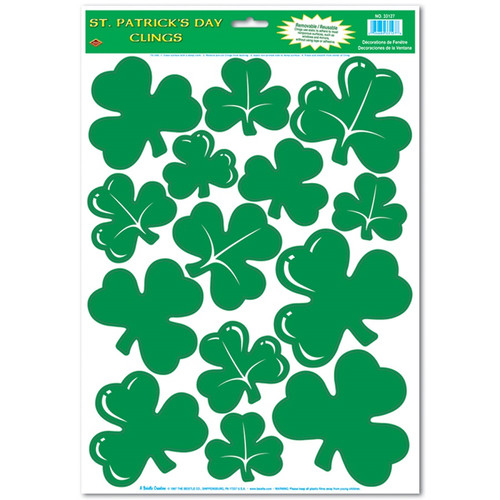 Club Pack Of 168 Green Shamrock Window Clings St Patrick S Day
