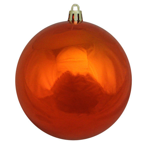 Orange Shiny Shatterproof Christmas Ball Ornament 4" (100mm