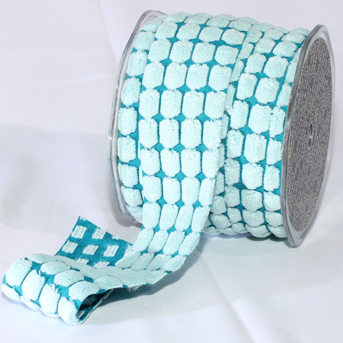 Blue Ribbon Block Blue Blocks Motif Woven Edge Craft Ribbon 1.5
