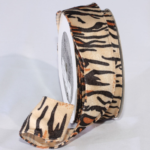 Tiger Animal Print Wired Craft Ribbon 2 X 22 Yards Christmas Central