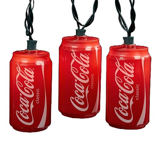 10 Red Blow Mold Classic Coca-Cola Can Party Christmas Lights - 9