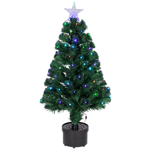 4' Pre-Lit LED Fiber Optic Artificial Christmas Tree with Color ...