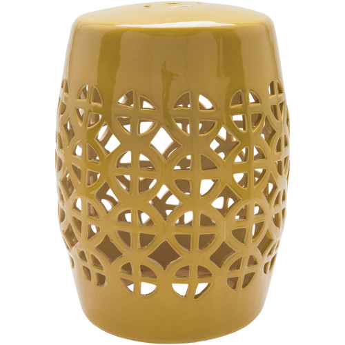 18" Ridgeway Mustard Yellow Outdoor Decorative Patio & Garden Stool | Christmas Central