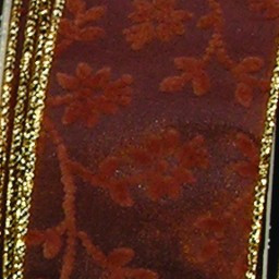 Brown Satin With Velvet Floral Pattern Wired Craft Ribbon 2 X Yards Christmas Central