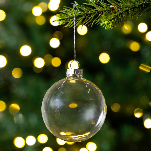 Transparent Glass Christmas Ball Ornaments (80mm) Clear
