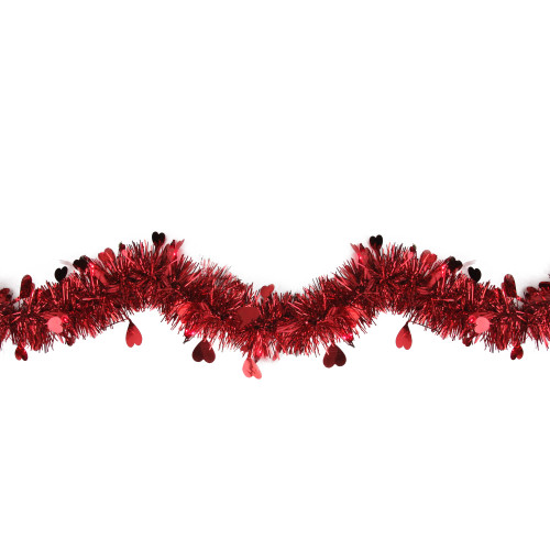 CCINEE 33FT Valentines Day Tinsel Garland,Red Heart Metallic Garland Decor for Wedding Party Hanging Decoration Supply