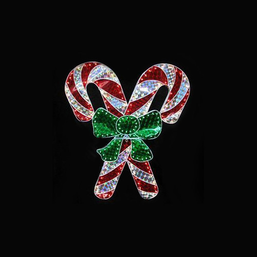 48 Holographic  Lighted Double Candy Cane Outdoor 