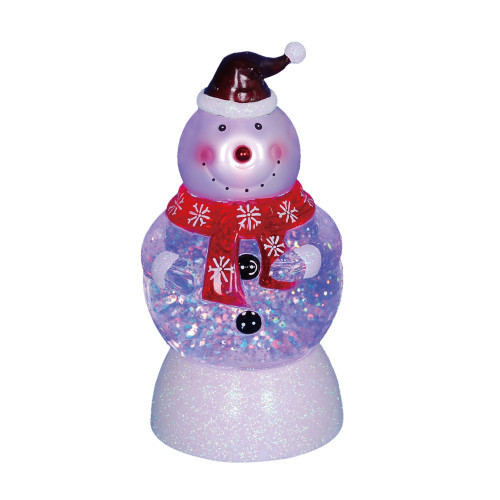 7.5 LED Lighted Color Changing Snowman Christmas Snow Globe - White - Plastic