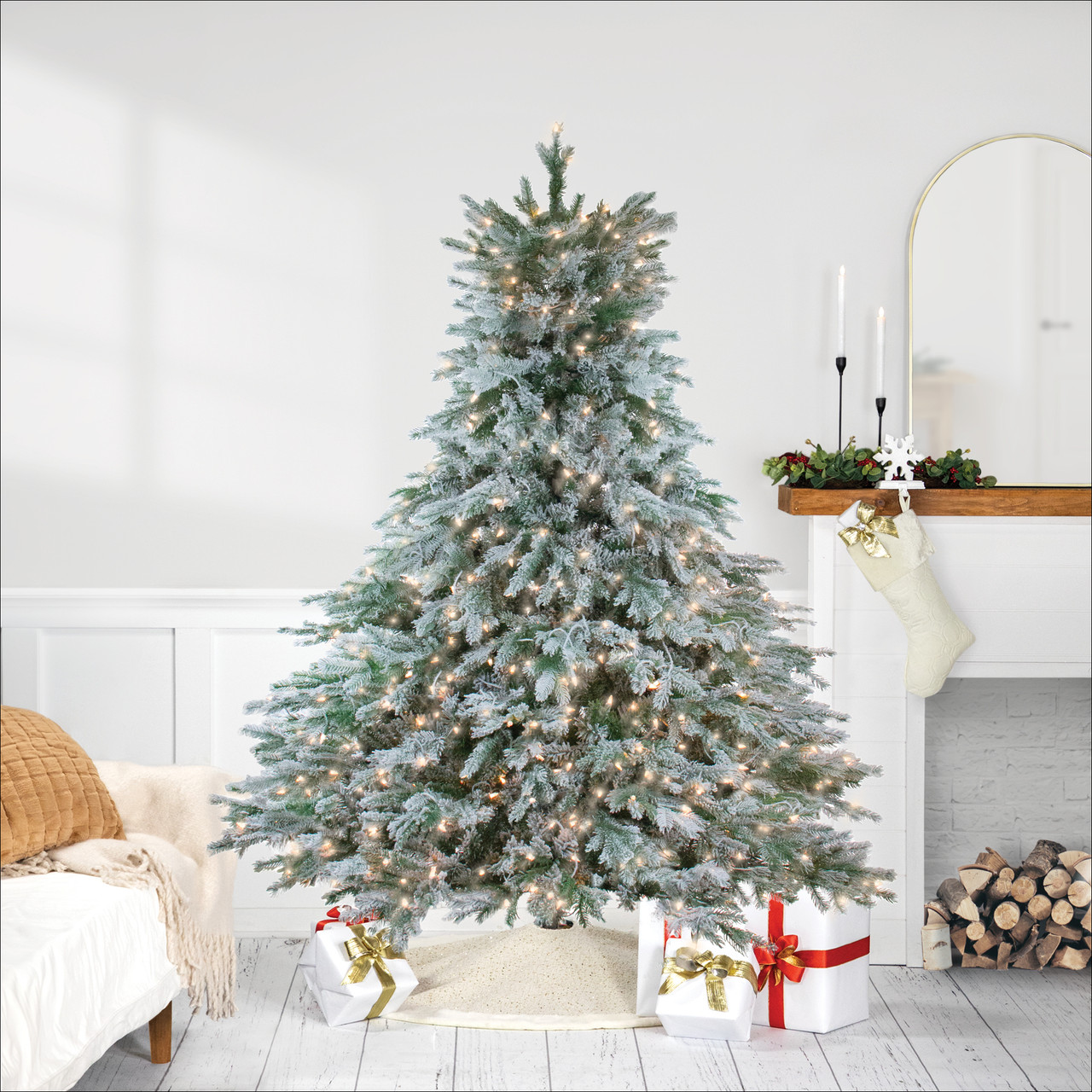 Real Touch™️ Pre-Lit Full Flocked Jasper Balsam Fir Artificial