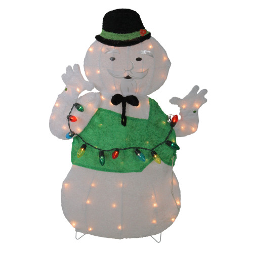 33 Pre Lit White Green Snowman Christmas Outdoor Decor Christmas Central