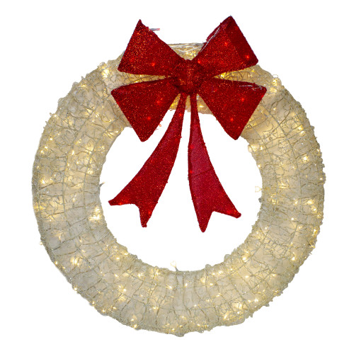 Pre-Lit Red Bow Artificial Christmas Wreath - 36-Inch, Warm White ...