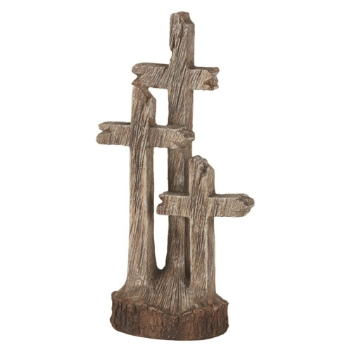 8" Brown Wooden Three Crosses Table Top Decorative Piece Christmas