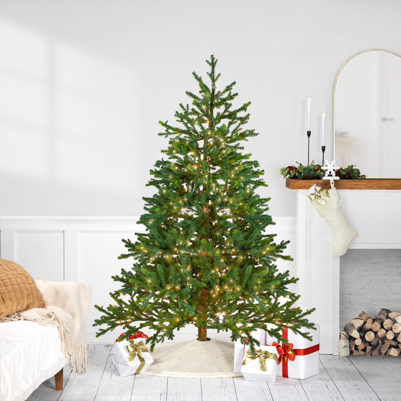 Real Touch Pre-Lit Full Northern Pine Artificial Christmas Tree - 6.5' - Clear LED Lights