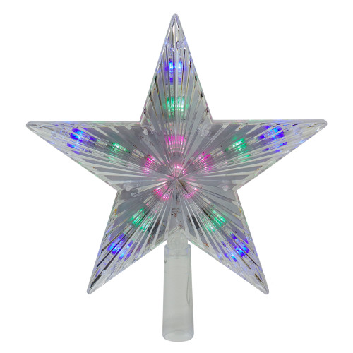 9.5" Lighted Clear 5 Point Star Christmas Tree Topper - Multicolor LED ...