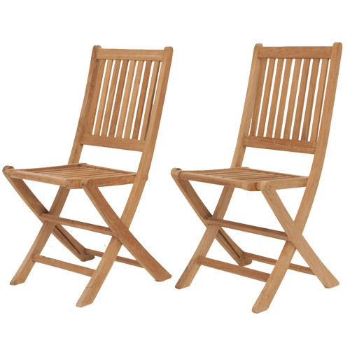 2Piece London Teak Outdoor Patio Folding Chair Set 35" Christmas Central