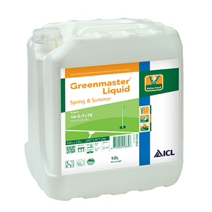 Greenmaster Spring & Summer 14-5-7 Liquid Fertiliser in ten litre bottle, with two to six weeks longevity. Apply April to September. Greenmaster Spring & Summer 14-5-7 Liquid Fertiliser in ten litre bottle, with two to six weeks longevity. Apply April to September.