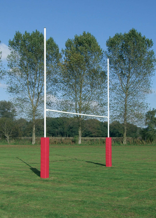6m socketed steel rugby posts with pad protectors