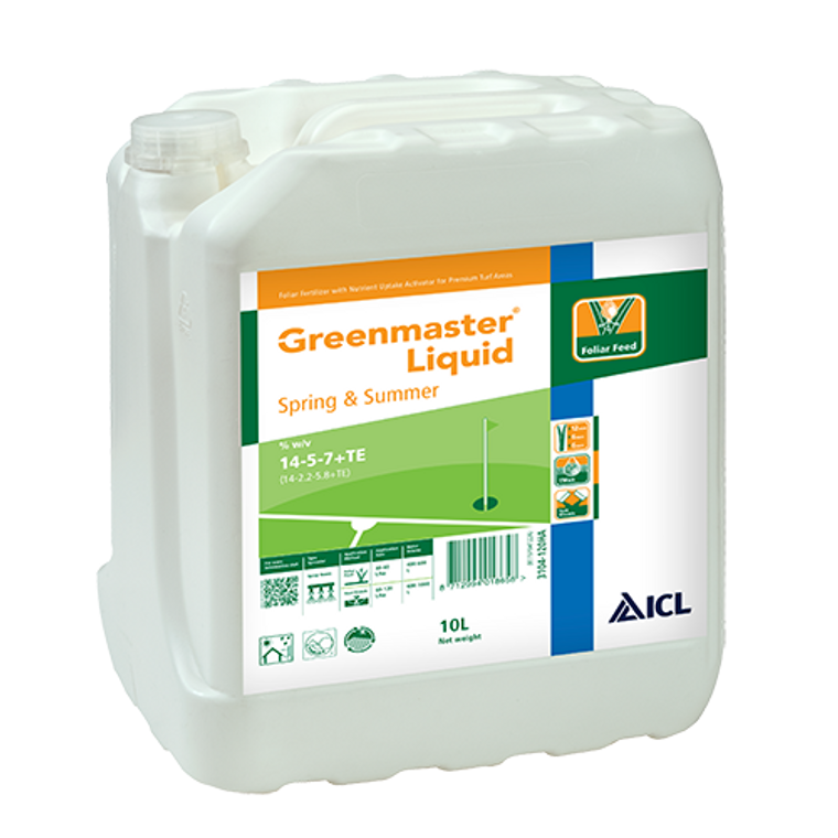 Greenmaster Spring & Summer 14-5-7 Liquid Fertiliser in ten litre bottle, with two to six weeks longevity. Apply April to September. Greenmaster Spring & Summer 14-5-7 Liquid Fertiliser in ten litre bottle, with two to six weeks longevity. Apply April to September.