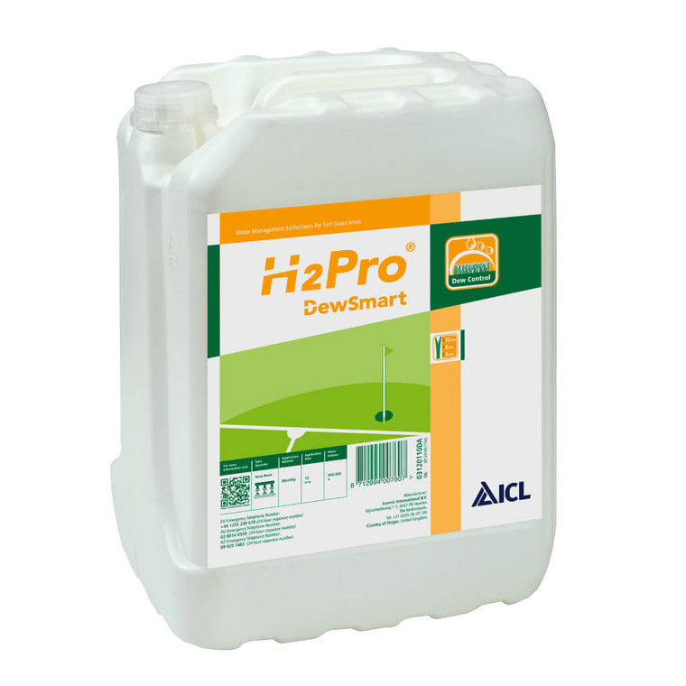 H2Pro DewSmart Wetting Agent in ten litre, bottle with two to four week longevity, to use between March and July. 